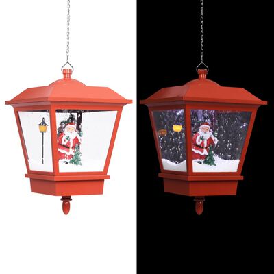 vidaXL hængende julelampe med LED-lys og julemand 27x27x45 cm rød