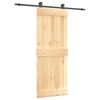 vidaXL Skyded&oslash;r Naturfarvet og sort 80 x 210 cm Massivt Fyrretr&aelig;