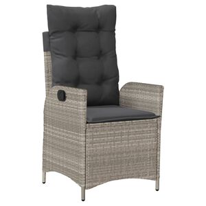 vidaXL havestol med lænefunktion og hynder polyrattan lysegrå