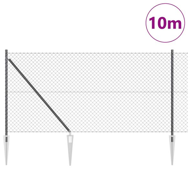 vidaXL Hegnsp&aelig;l Gr&aring; 10 x 1 m (40 x 40 mm net) St&aring;l og PVC