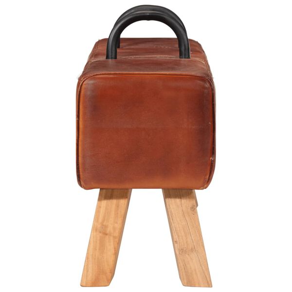 vidaXL gymnastikbuk 110 cm ægte skind brun