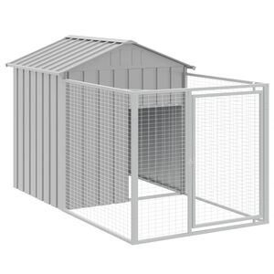 vidaXL hundehus med l&oslash;beg&aring;rd 117x201x123 cm galvaniseret st&aring;l lysegr&aring;