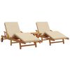 vidaXL Solstol 3 stk. Massivt Akacietr&aelig; Beige