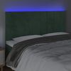 vidaXL sengegavl med LED-lys 180x5x118/128 cm fl&oslash;jl m&oslash;rkegr&oslash;n