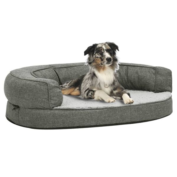 vidaXL ergonomisk hundeseng 90x64 cm h&oslash;r-look fleece gr&aring;