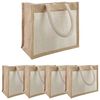 vidaXL Jute h&aring;ndtasker med lomme 5 Natur og hvid 26 x 22 x 14 cm
