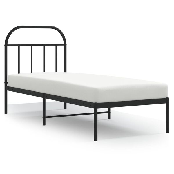 vidaXL sengeramme med sengegavl 75x190 cm metal sort