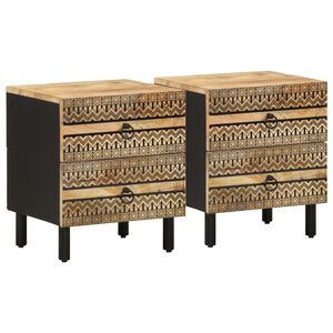 vidaXL sengeskabe 2 stk. 40x33,5x46 cm massivt ru mangotr&aelig; sort