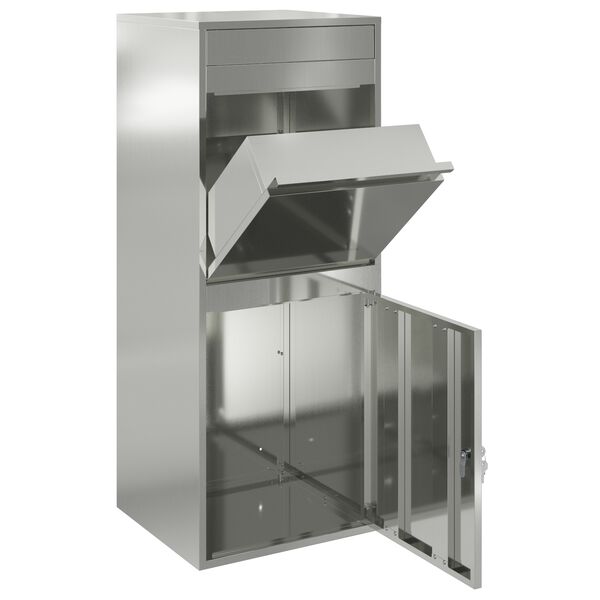 vidaXL Pakke drop boks med d&oslash;r Sort 41 x 38 x 103 cm Galvaniseret st&aring;l