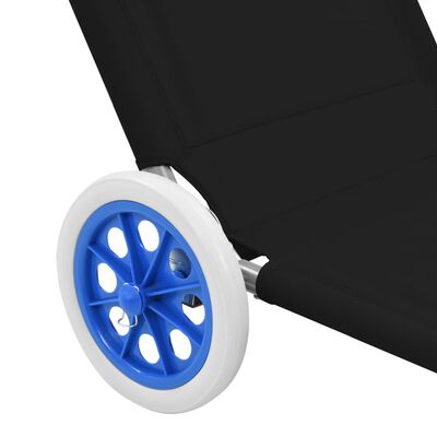 vidaXL foldbar liggestol med baldakin og hjul stål blå