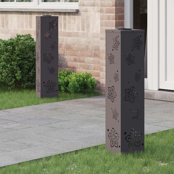 vidaXL Solar LED sti lys 2 pcs Sort Koldvalset St&aring;l