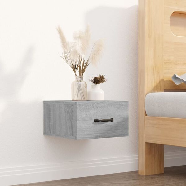 vidaXL væghængt sengebord 35x35x20 cm grå sonoma-eg