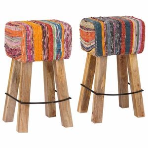 vidaXL Barstol 2 stk. Flerfarvet 44 x 33 x 74 cm &AElig;gte L&aelig;der