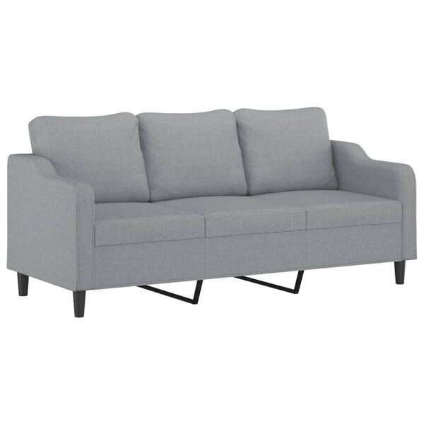 vidaXL 3-personers sofa med fodskammel 180 cm stof Lysegrå