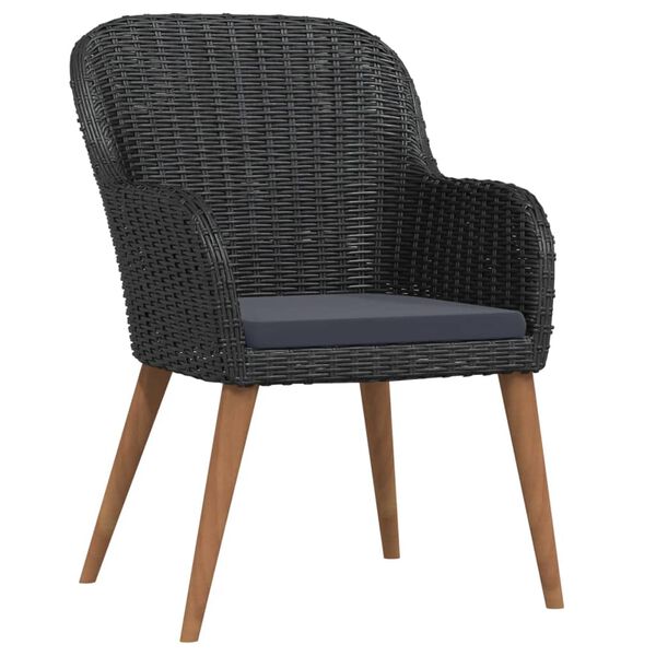 vidaXL spisebordss&aelig;t til haven med hynder 5 dele sort