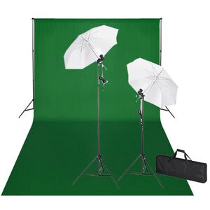 vidaXL studios&aelig;t med gr&oslash;n fotobaggrund og lamper 600 x 300 cm