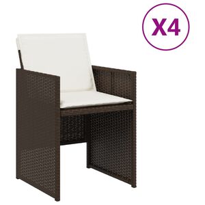 vidaXL havestole 4 stk. med hynder polyrattan brun