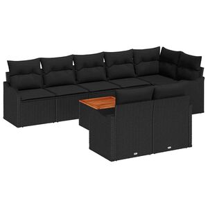 vidaXL Havesofa S&aelig;t med opbevaring 9 pcs Sort polyrattan