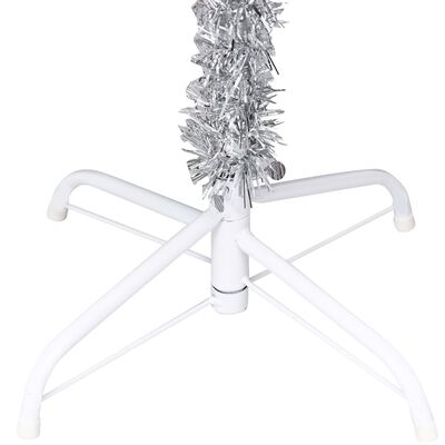 vidaXL kunstigt juletræ med lys og kuglesæt 180 cm PET sølvfarvet