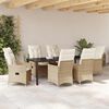vidaXL Have Spisebordss&aelig;t med pude 7 pcs Beige polyrattan