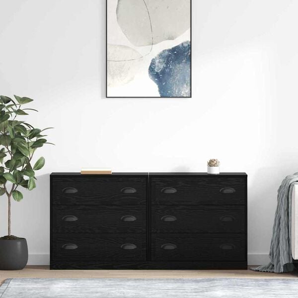 vidaXL Sideboards 2 pcs Sort eg 70 x 35,5 x 67,5 cm Konstrueret tr&aelig;