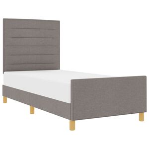 vidaXL Sengestel med hovedg&aelig;rde Gr&aring;brun 90 x 200 cm Stof