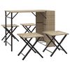 vidaXL spisebordss&aelig;t til haven 5 dele sammenfoldelig polyrattan beige