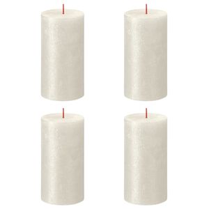 Bolsius rustikke søjlestearinlys Shimmer 4 stk. 130x68 mm cremefarvet