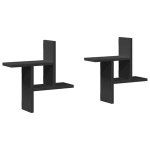 vidaXL væghylder 2 stk. 38x12x38 cm konstrueret træ sort