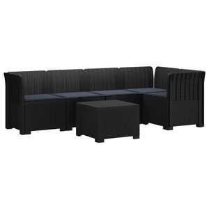 vidaXL 5-personers Havem&oslash;bel Sofa med Hynder Rattan Look PP Antracit