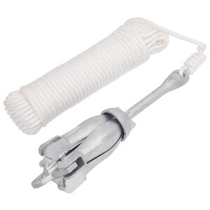 vidaXL foldbart anker med reb 4 kg varmgalvaniseret st&oslash;bejern s&oslash;lv