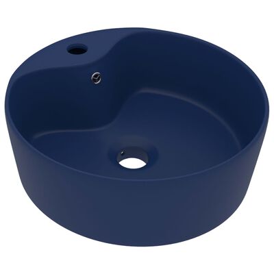 vidaXL luksuriøs håndvask med overløb 36x13 cm keramik mat mørkeblå
