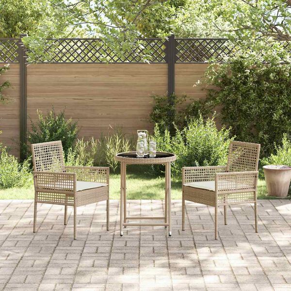 vidaXL Have Bistro Sæt 3 pcs Beige Poly rattan