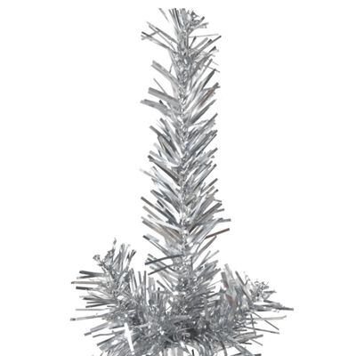 vidaXL kunstigt halvt juletræ med juletræsfod 210 cm smalt sølvfarvet