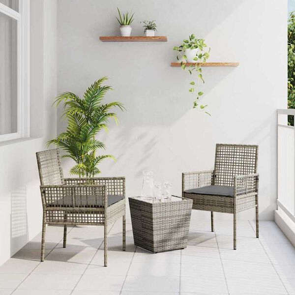 vidaXL Have Bistro Sæt 3 pcs Grå polyrattan