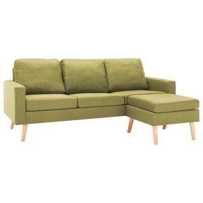 vidaXL 3-personers sofa med fodskammel stof grøn