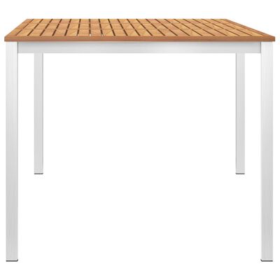 vidaXL spisebordssæt 5 dele massivt teaktræ og rustfrit stål