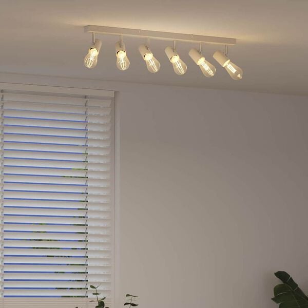 vidaXL Loftsspot med spotlights Hvid 73 x 6,5 x 11,5 cm Metal