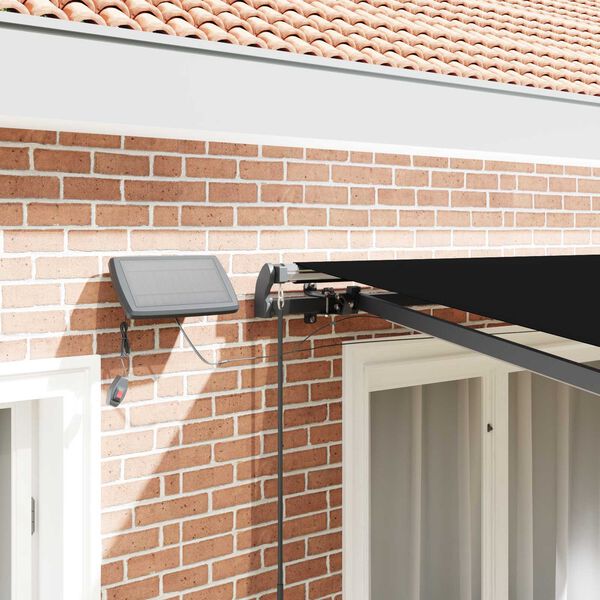 vidaXL Utrækkelig Markise med LED -strimmellys Sort 350 x 250 cm Stof