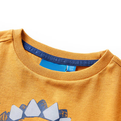Langærmet T-shirt til børn str. 92 okkergul