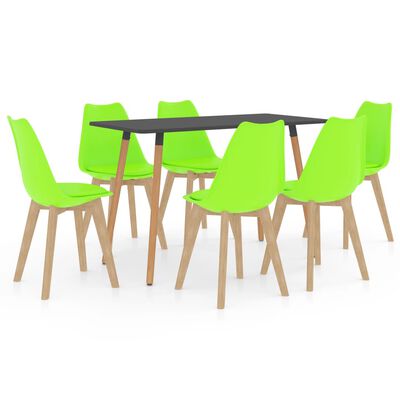 vidaXL spisebordssæt 7 dele grøn