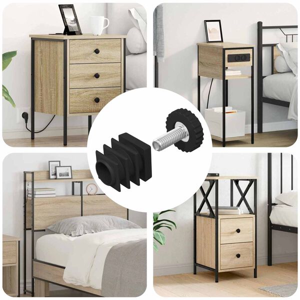 vidaXL M&oslash;belleveler Indstillelig 12 pcs Sort M6 PP