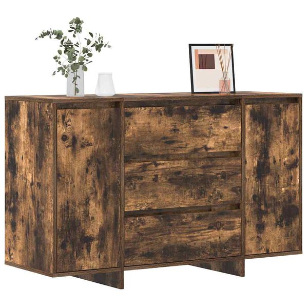 vidaXL Sideboard med skuffe Røget eg 120 x 41 x 75 cm Konstrueret træ