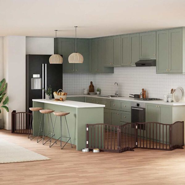 vidaXL hundel&aring;ge med d&oslash;r 8 paneler 640 cm foldbar poppeltr&aelig; brun