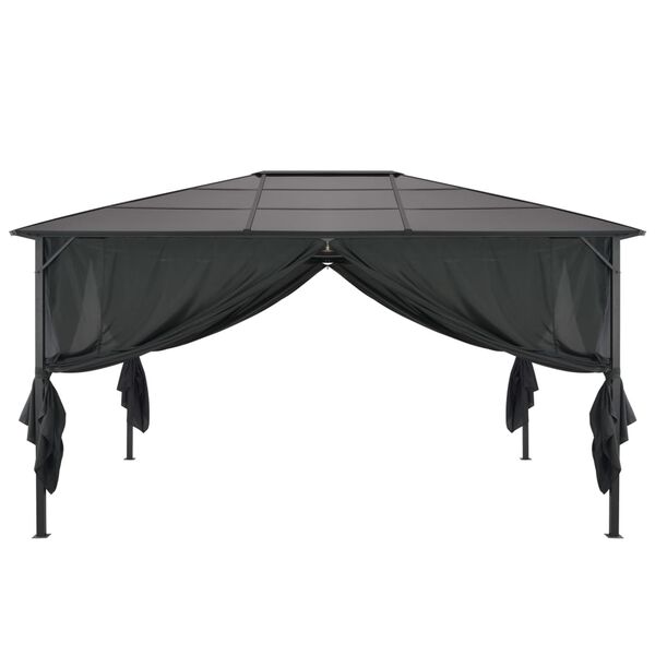 vidaXL pavillon med gardin aluminium 4 x 3 x 2,6 m sort