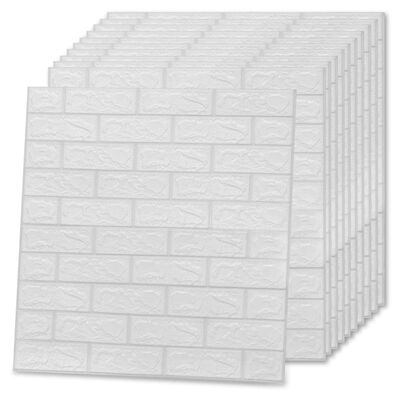 vidaXL 3D vægklistermærker med mursten selvklæbende 40 stk. hvid