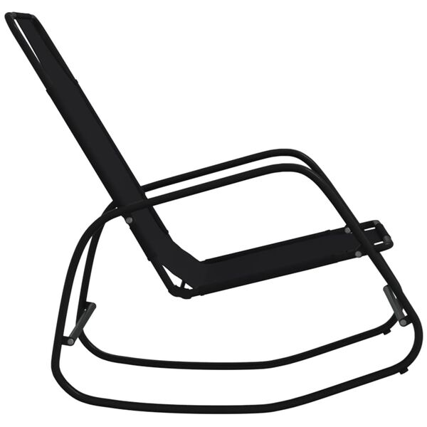 vidaXL liggestol med gyngefunktion st&aring;l og textilene sort