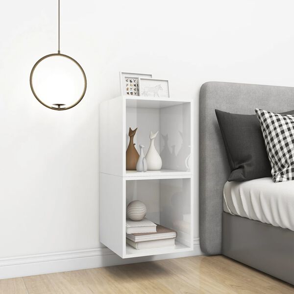 vidaXL v&aelig;gskab 2 stk. 37x37x37 cm konstrueret tr&aelig; hvid h&oslash;jglans