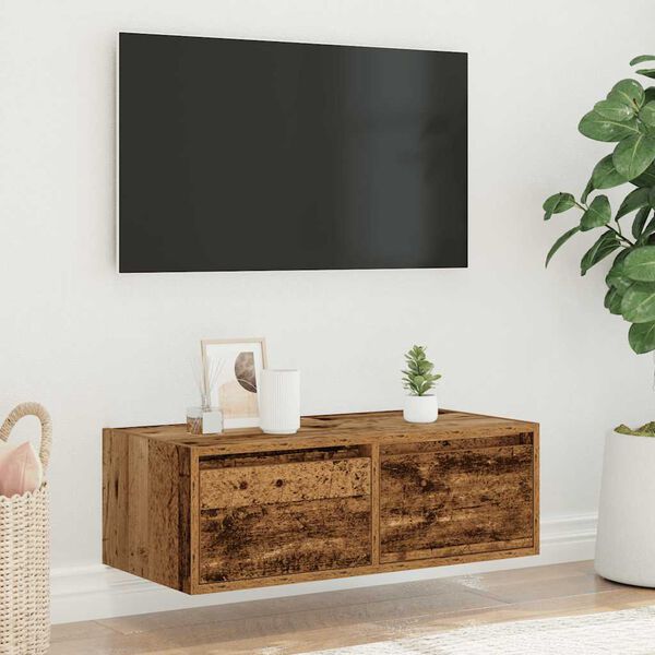 vidaXL tv-bord med LED-lys 75x35,5x25 cm antikt tr&aelig;