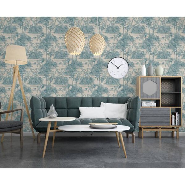 DUTCH WALLCOVERINGS tapet Tropical beige og lysebl&aring;